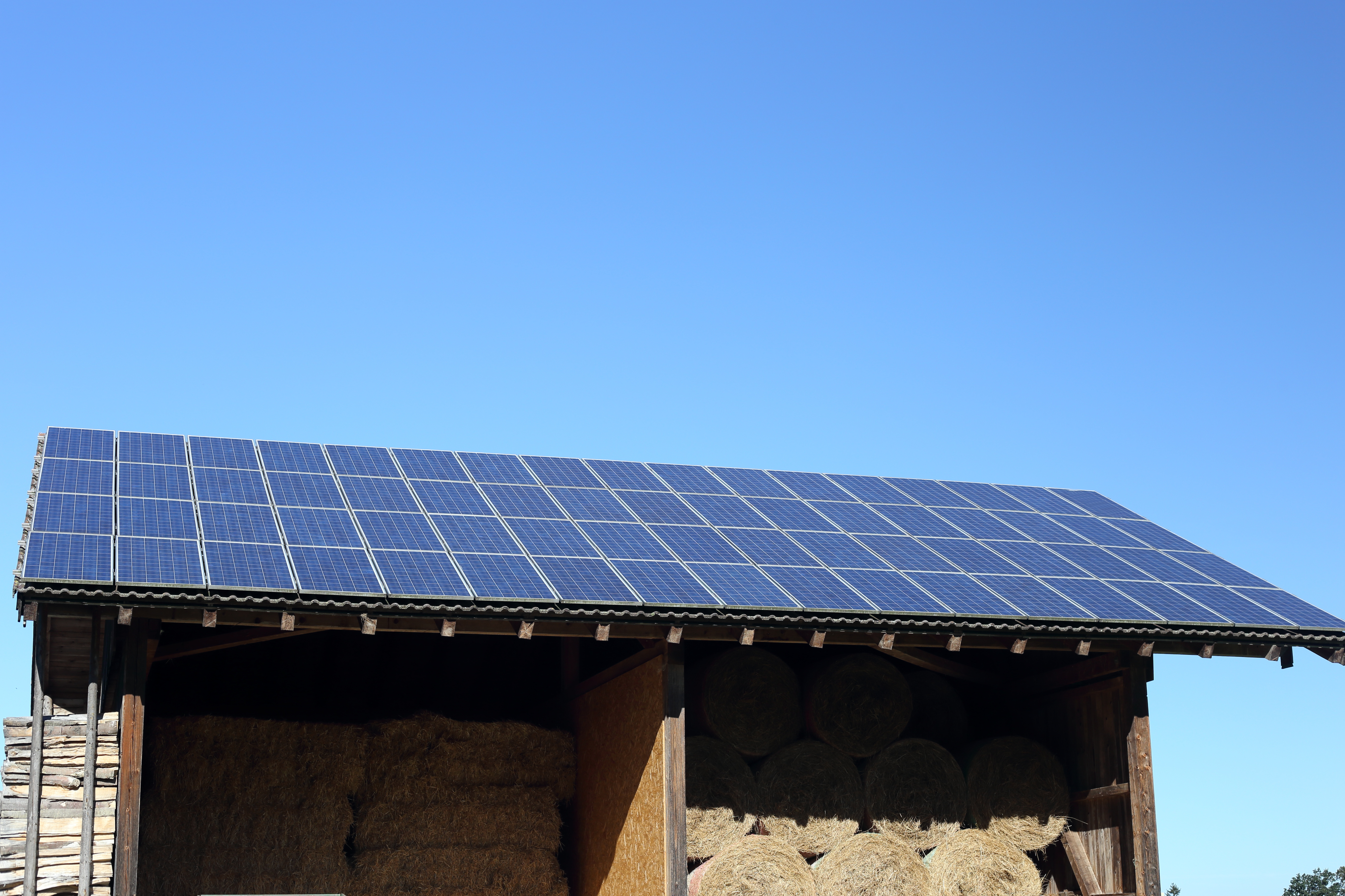 Solar panels on top of barn 